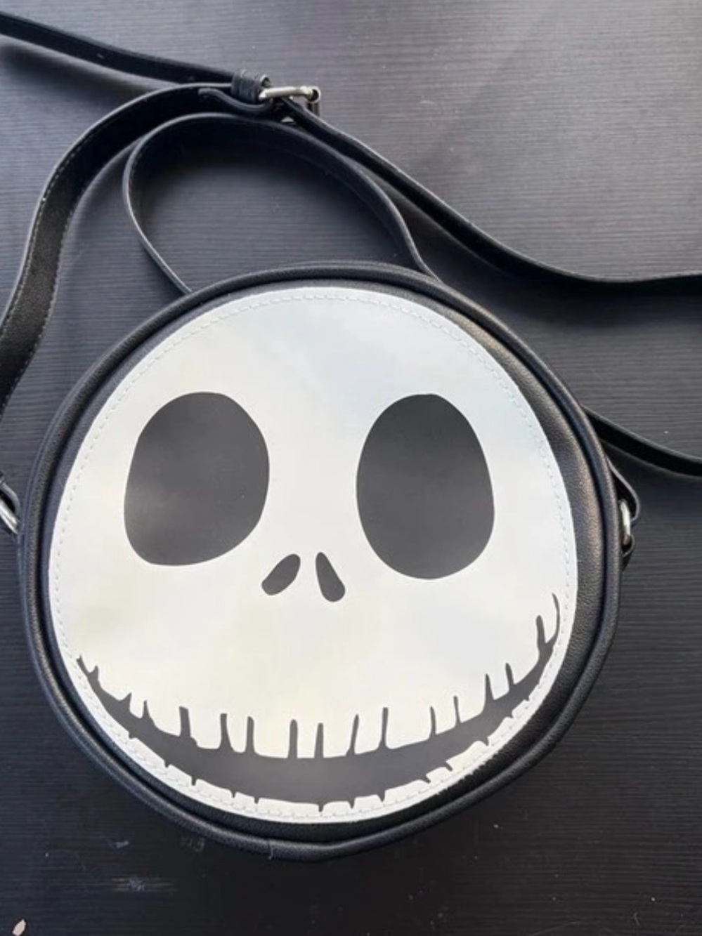 Black & White Round Crossbody Bag with Scully Face